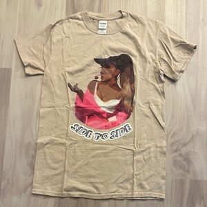 Gildan Tan T-Shirt with Ariana Graphic Design "Side to Side" PTP 18" UNISEX